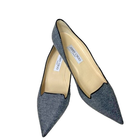 Jimmy Choo Women’s Gray Flannel Kitten Heel Shoes Size 39 1/2/9.5 US - Picture 1 of 13